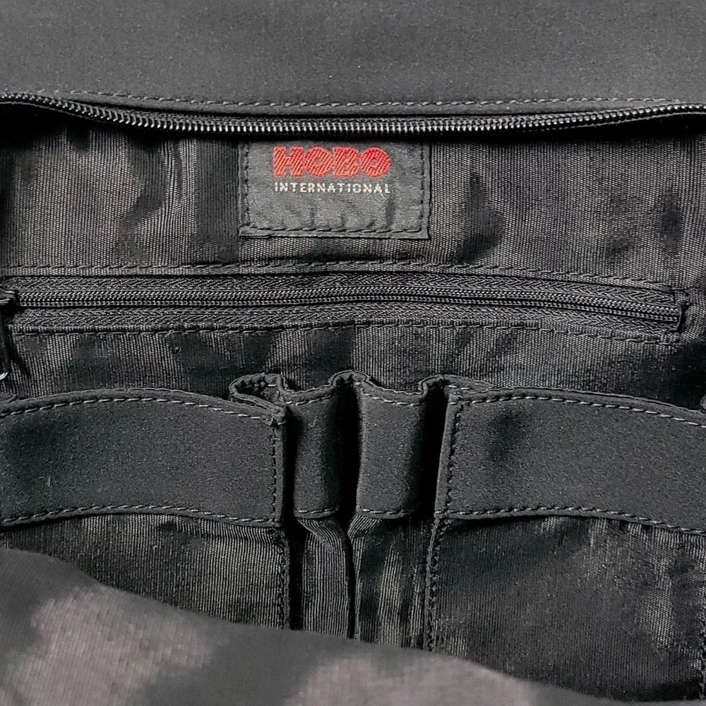 Hobo International Vintage Black Multi-Compartment Nylon Organizer Tote Bag Y2K